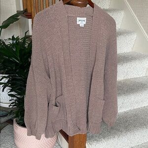 American Eagle Open-Front Chunky Cardigan Sweater Brown